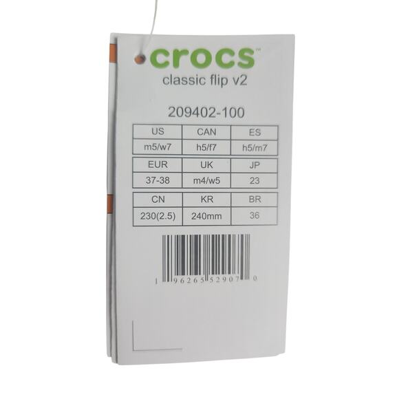 Crocs Classic Flip Flops White Men size 5 / Women 7 NWT - Picture 6 of 7